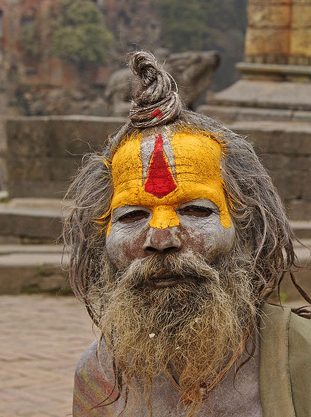 Photo of Naga sadhu in Pashupatinath temple, Nepal by Jean-Marie Hullot via Wikimedia Commons