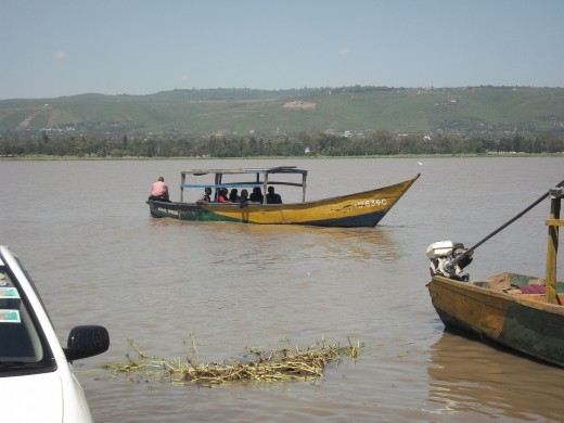 A motorboat with passengers