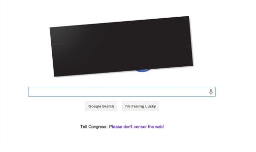 Visitors to Google see a 'blackout' logo today in opposition of SOPA and PIPA.