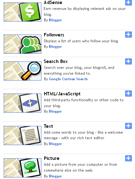 The Add a Gadget dialog box.