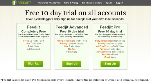 You can select the free version of Feedjit, or one of the paid options.