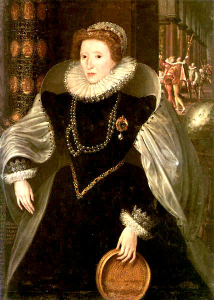 Elizabeth with a sieve, a symbol of virginity.