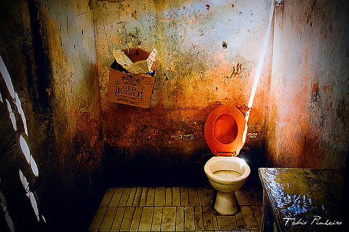 THIS IS A 'HORROR' REST ROOM. AND IVE SEEN MANY IN MY TRAVELS ON INTERSTATES IN THE USA THAT LOOKED MUCH LIKE THIS ONE.