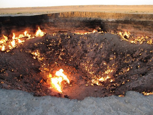 Fires burn indefinitely at the "Door to Hell"