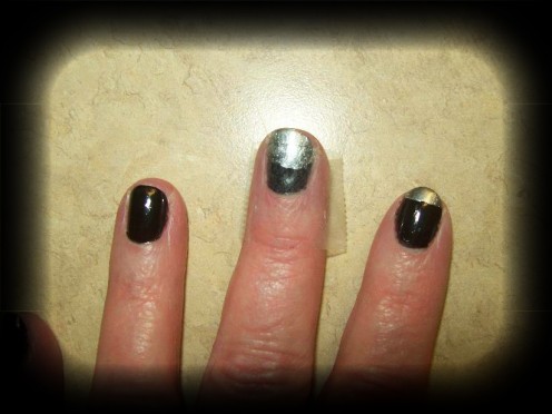 Paint nail tip with silver polish.