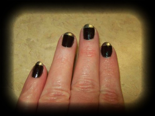 Black & silver French manicure.