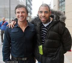 Gary Speed at left, with fan, less than 24 hours before he killed himself
