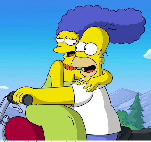 The Simpsons enjoy a romantic ride.