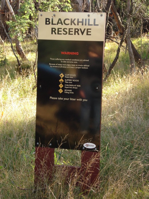 Sign at Blackhill Reserve Eastern Entrance