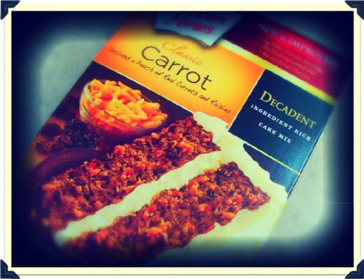 Duncan Hines Carrot Cake mix with real carrots and raisins.