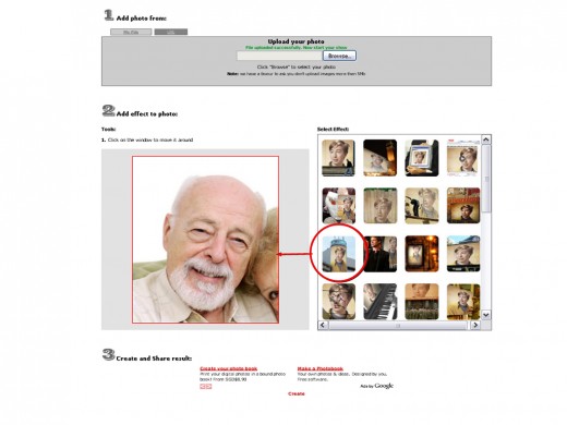Photo uploaded - select your special effect