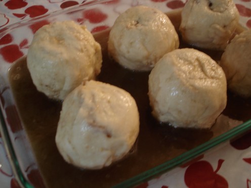 Apple dumplings ready to pop into the oven.