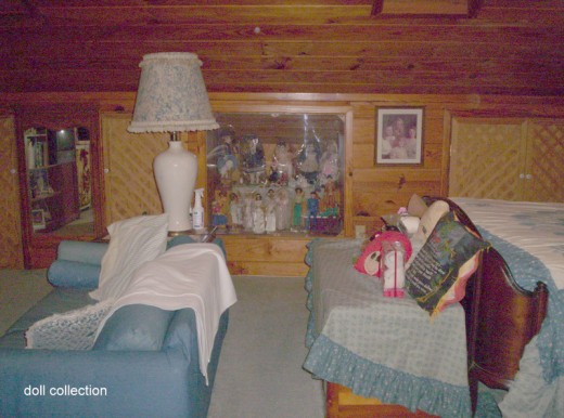 This shows my living area and bedroom.  I also have a niche for my Barbie Doll collection built in.