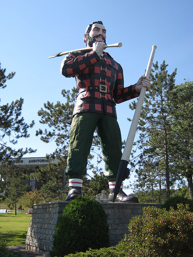 The Paul Bunyan statue in Bangor, Maine.  It's probably the inspiration for the Paul Bunyan statue in the book, IT.