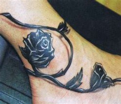 Real Looking Black Ink Rose Tattoo Gallery