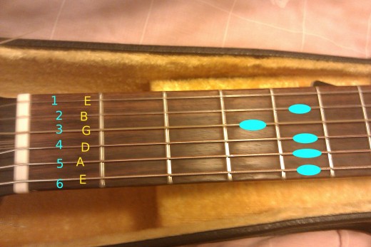 Here is a layout of the names of the strings and the placement for tuning.