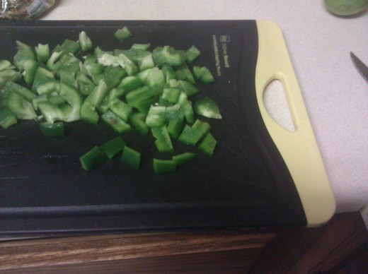 Coarsely chopped green pepper