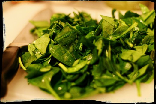 Roughly chop the baby leaf Spinach