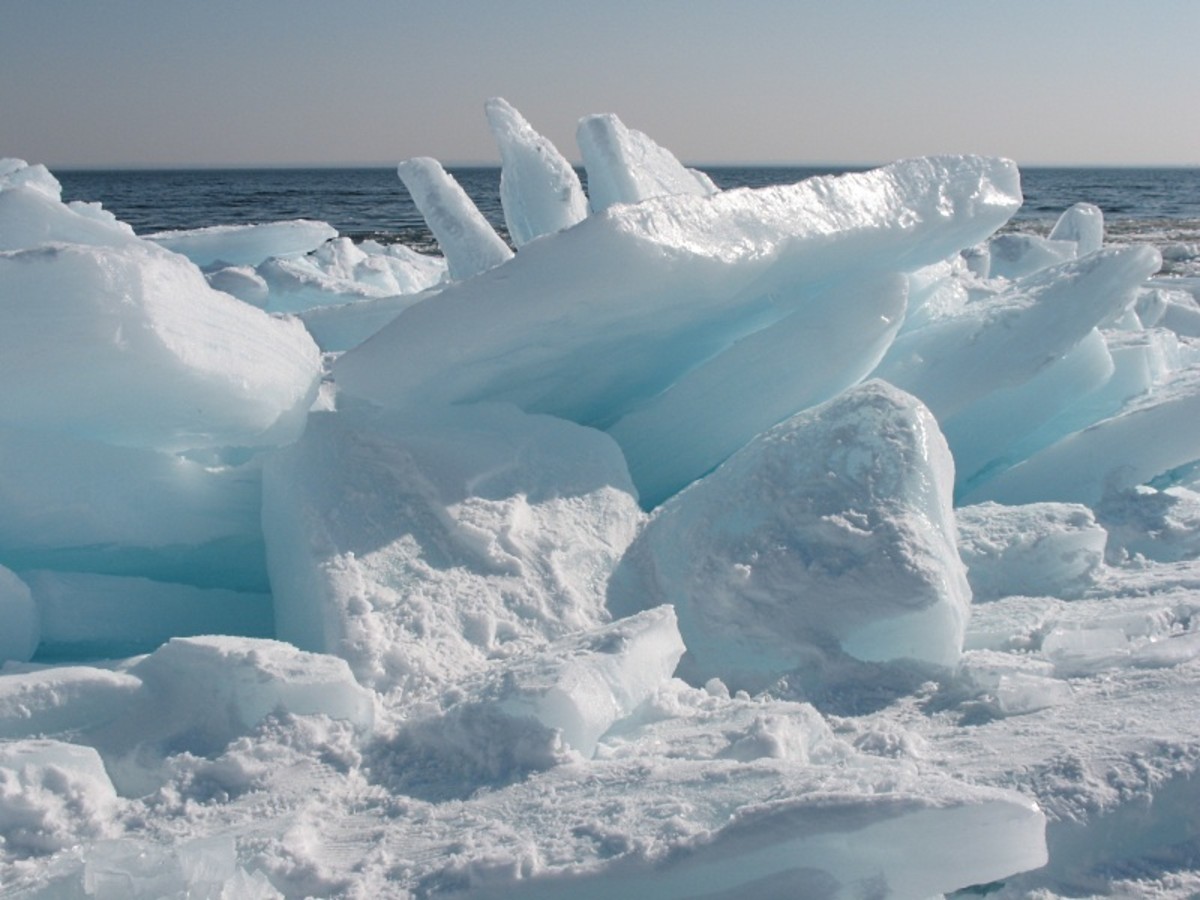 Natural blue ice sculpture, North Shore of Lake Superior.
