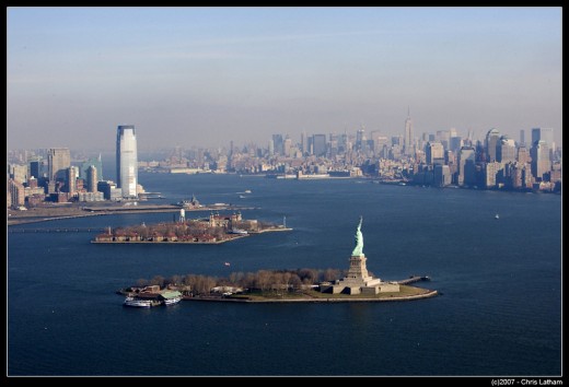 Statue of Liberty aerial view