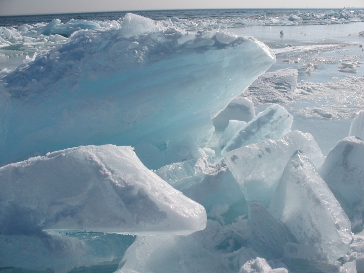 Blue icebergs, North Shore of Lake Superior.