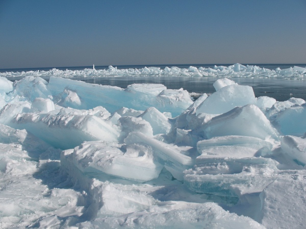 Blue icebergs, North Shore of Lake Superior.