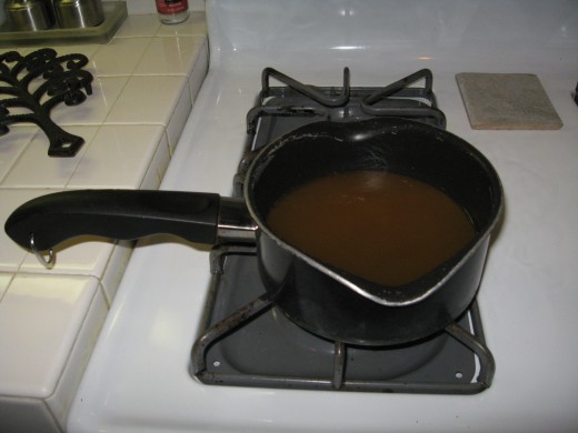 Heat chicken stock (about 3 cups). Heated chicken stock is KEY to creamy risotto.