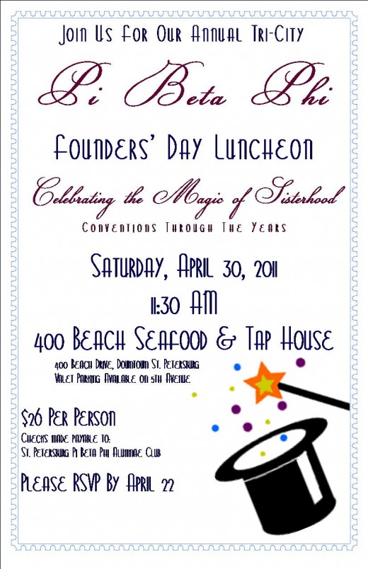 Invitation to a Pi Beta Phi Founders' Day Luncheon