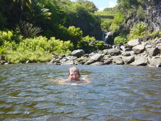 Swimming in one of The Seven Sacred Pools