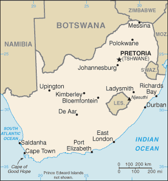 Lesotho and Swaziland are separate countries and nearly surrounded by South Africa.