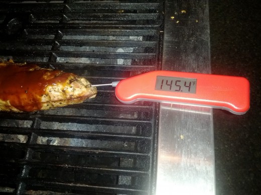 Checking the Pork Tenderloin internal temperature
