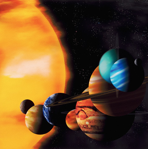 Figure 8. Planets in the Solar System. The last one is Pluto that is now counted as dwarf planet.