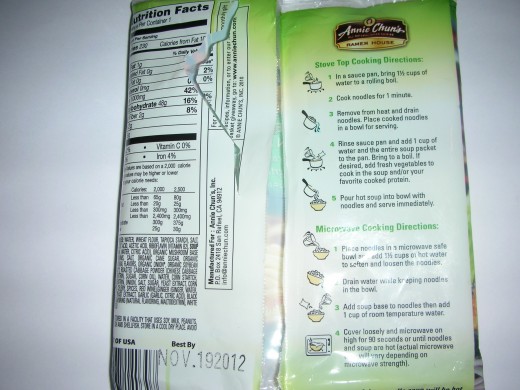 Back of package with illustrations for steps