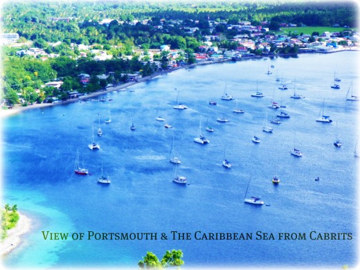Views incorporating Portsmouth, Prince Rupert Bay beach & the Caribbean Sea