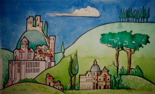 Assisi snuggling into Mount Subassio