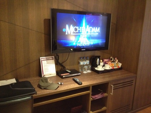 Big television with a DVD player. Lots of channels on too.