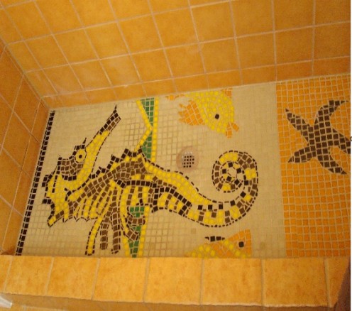 finished project I did for a client, glass mosaic tile