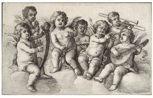 Wenzel Hollar, Concert of Putti in the Clouds