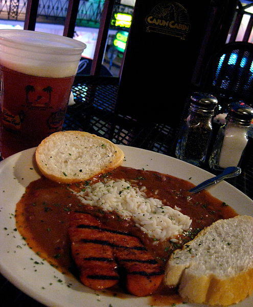 A Traditional New Orleans dish: Chicken and Andouille sausage simmered in a Creole sauce and folded with white rice.