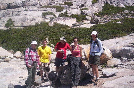 Gurr, his hiking buddy Larry (left), and others on the Enchanted Pools loop hike in the mountains West of Lake Tahoe.