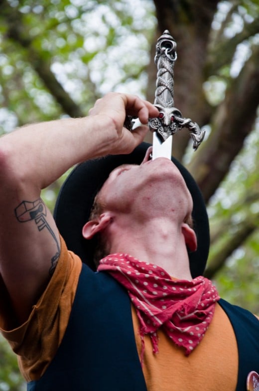 It takes years of practice to learn the art of sword swallowing!
