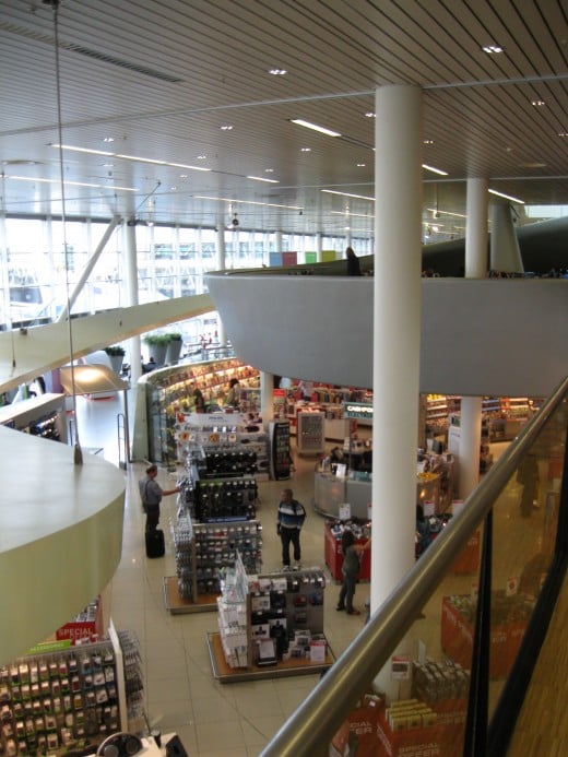 Amsterdam Airport Schiphol looking down on First Level Shops