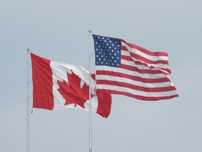 Flags for Canada and The United States of America