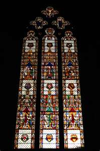 This photograph of one of the stained glass windows in the church is courtesy of en.wikipedia.org.