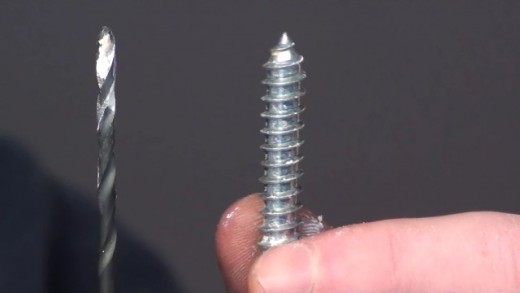 Find a drill bit that's no more than half the thickness of the screw to drill the starter hole for the screw.