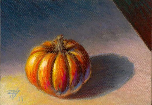 Still Life - Pumpkin, pastel on paper by Robert A. Sloan