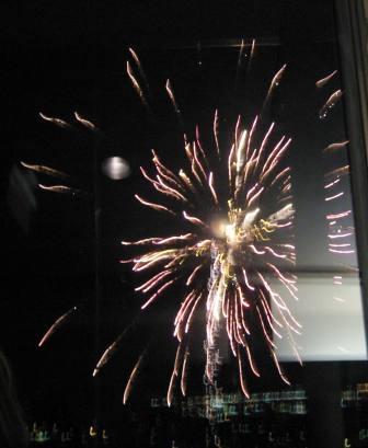 Watching fireworks from inside Tower Of The Americas in Hemisfair Park in downtown San Antonio