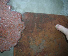 Jerry laying the tree piece on the tile