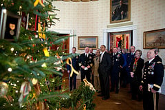 Just look at this magnificent Christmas tree in the White House. They don't grow them this big in Alabama. You can bet your Wolverine work boots on that one.