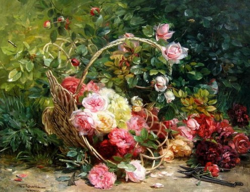 Beautiful Rose Bouquet in a Basket